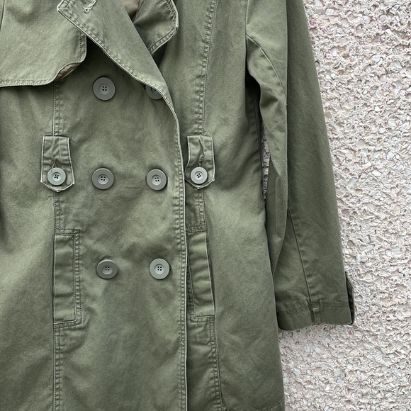 Military Green Canvas Pea Coat by Sweet Elements - Picture 2 of 6